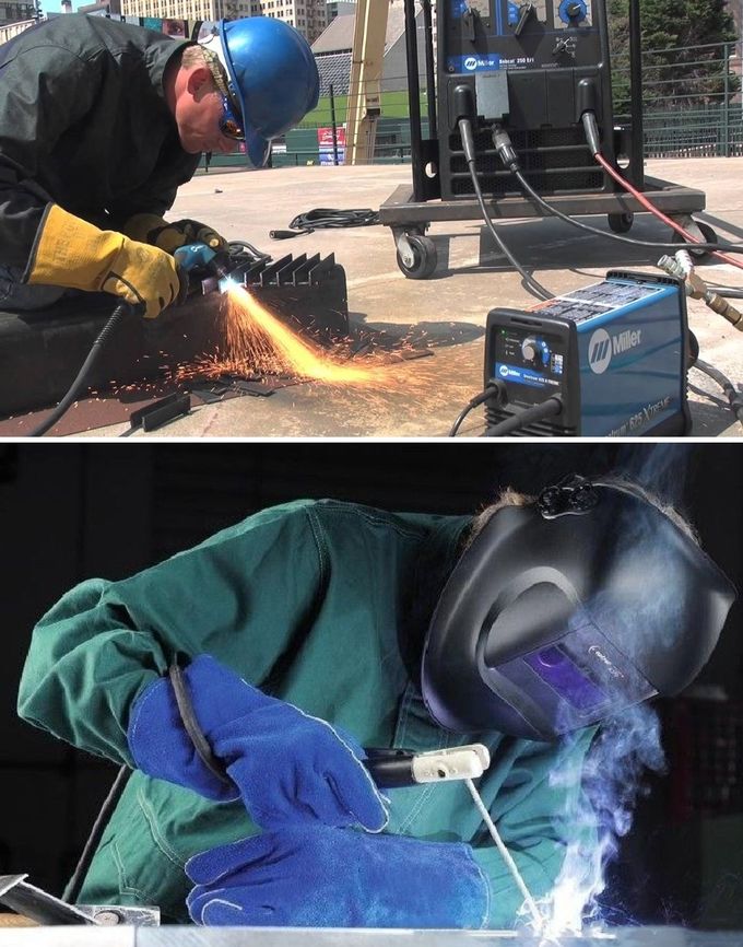 Guanto termoresistente genuino su misura del cuoio spaccato della mucca dei guanti di saldatura per il camino di saldatura del forno